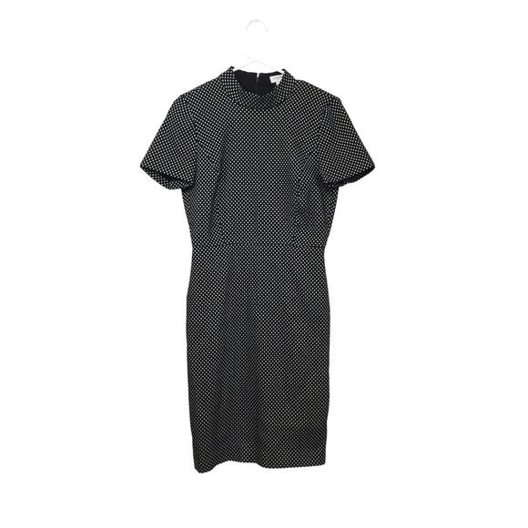 J.CREW Dresses & Skirts - J.Crew Short-Sleeve Mock Neck Jacquard Dress Knee Length Polka Dot Size 4 Small